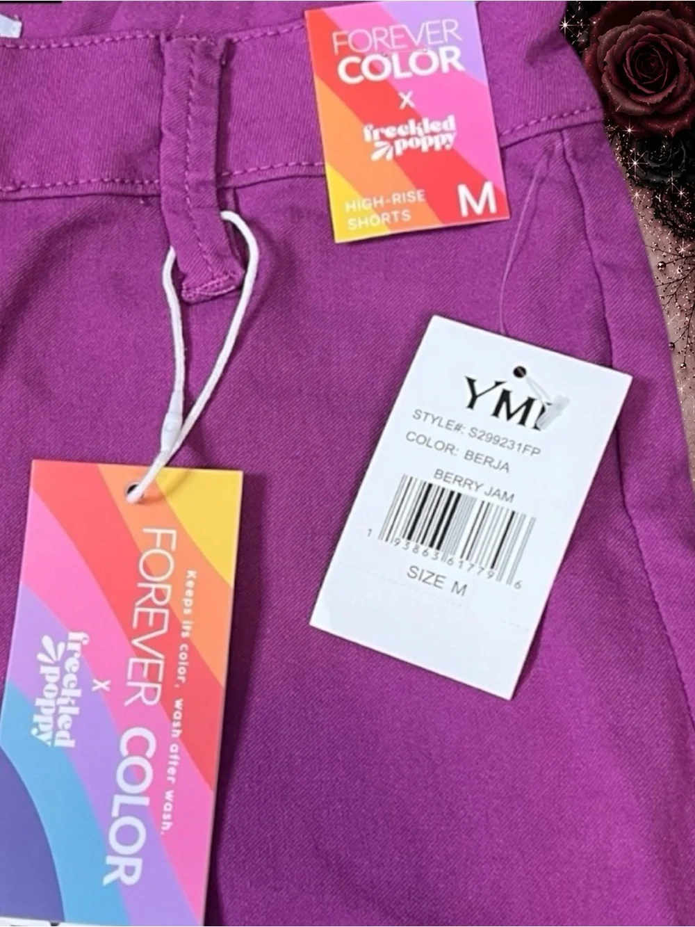 New NWT YMI Forever Color High-Rise Shorts – Berry Jam – Size M